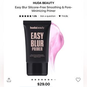HUDA BEAUTY Easy Blur Primer with Black and Pink Design